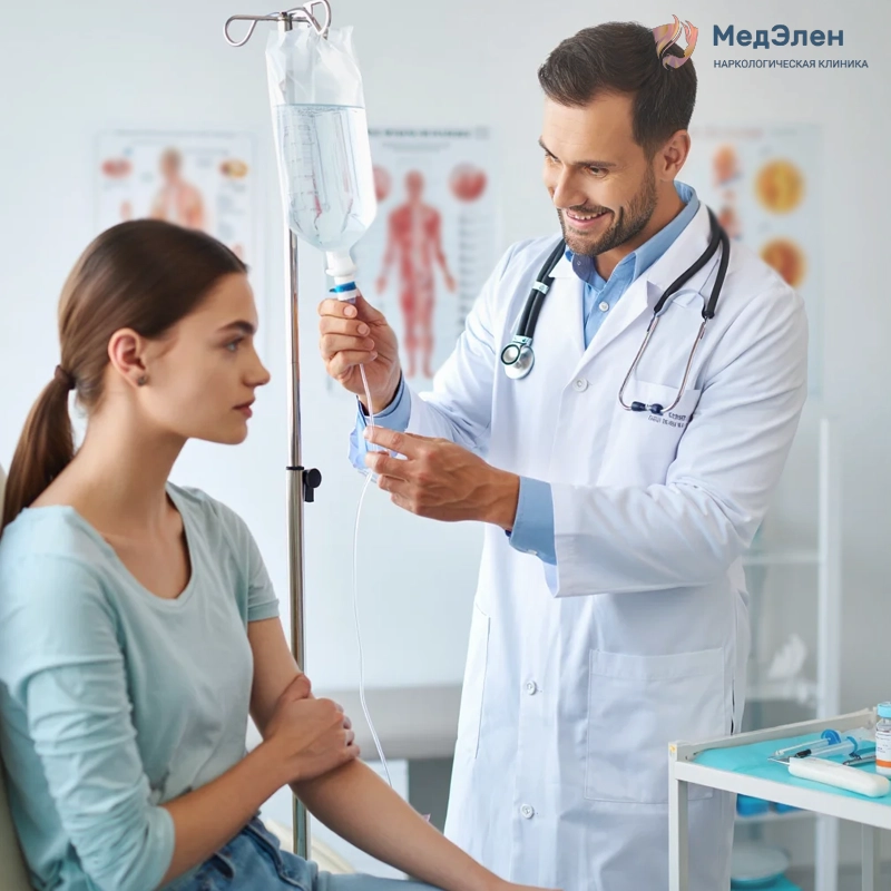 Врач ставит капельницу пациентке